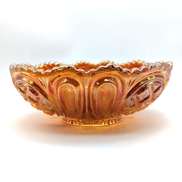 Imperial Carnival Glass Bowl Rubigold Marigold #438 Scalloped Sawtooth Vintage - Picture 7 of 12